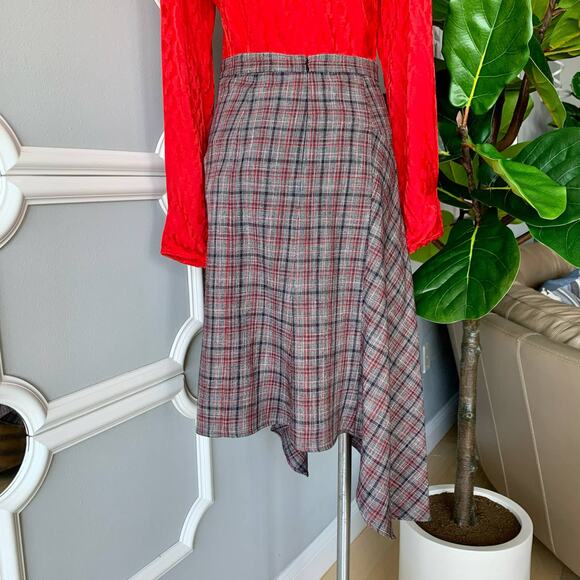 Isabel Marant Diesty Asymmetric Checked Wool Blend Skirt Size 6 - Picture 7 of 12